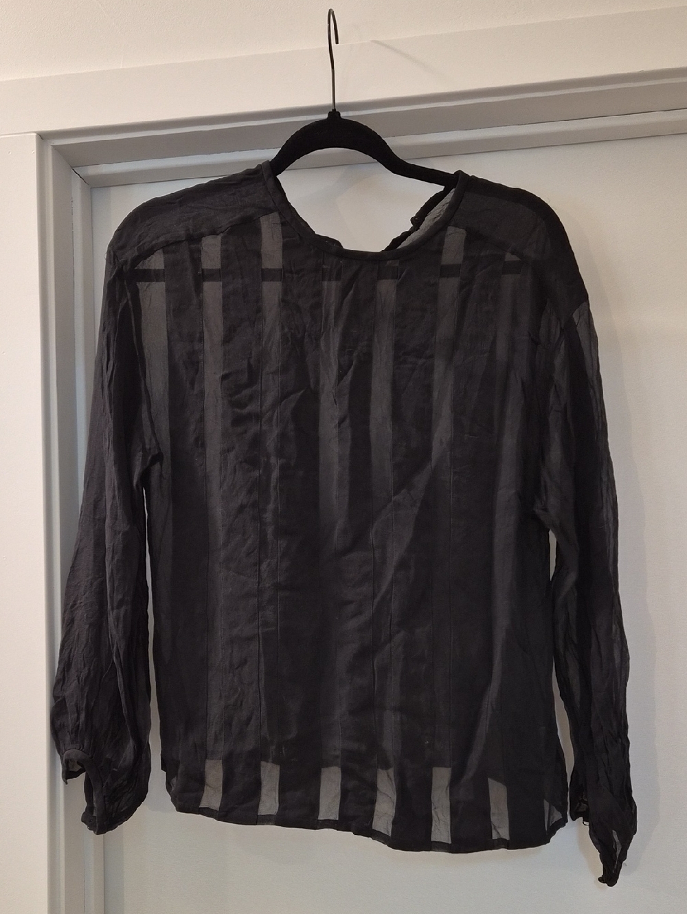 Ellen Tracy Black Semi-Sheer Long Sleeve Shirt